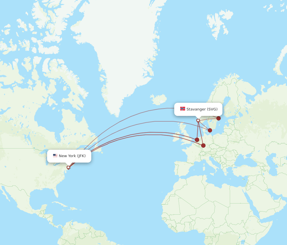 JFK-SVG flight routes