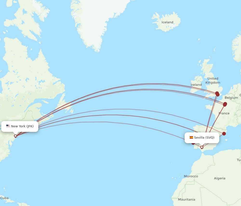 JFK-SVQ flight routes