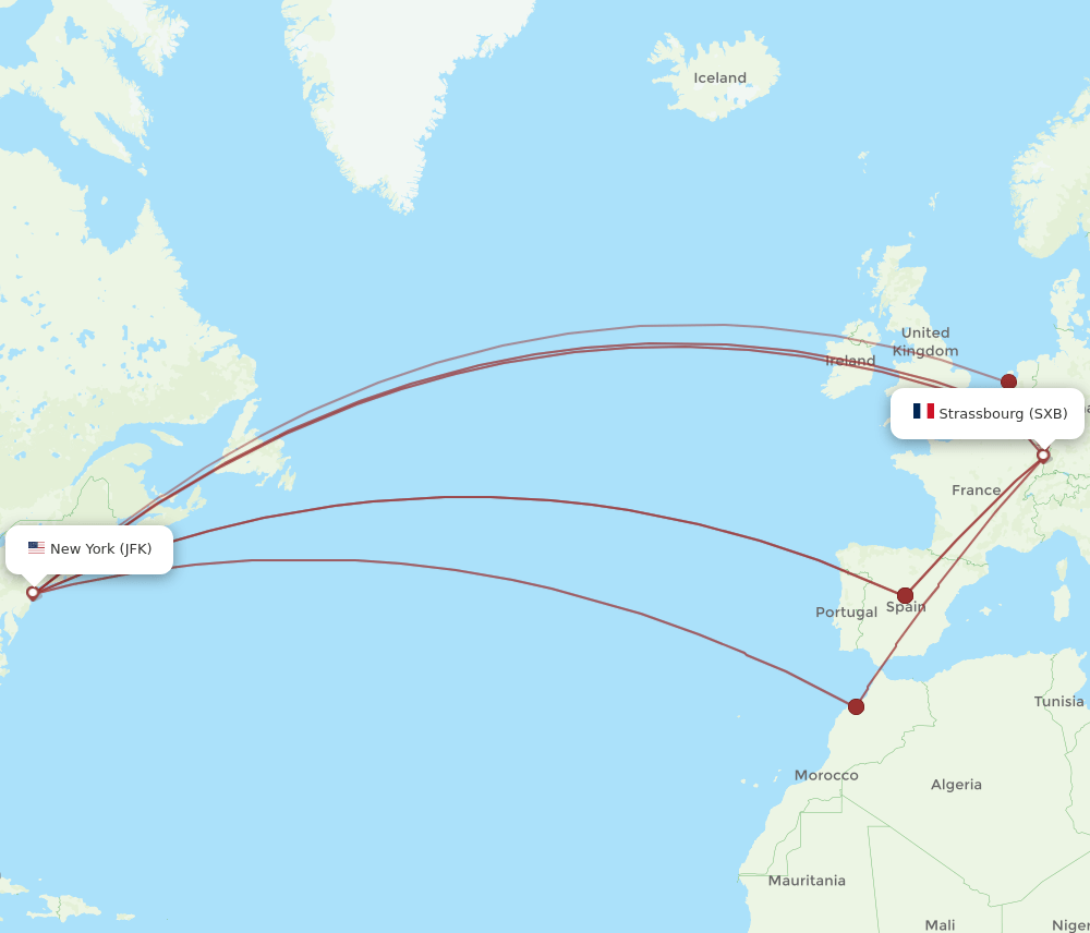 JFK-SXB flight routes