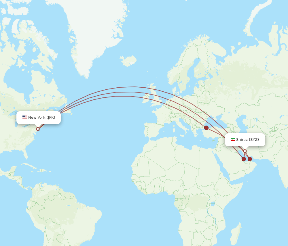 JFK-SYZ flight routes