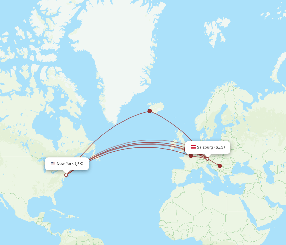 JFK-SZG flight routes