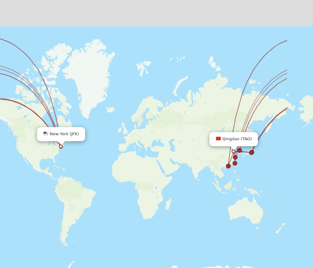 JFK-TAO flight routes