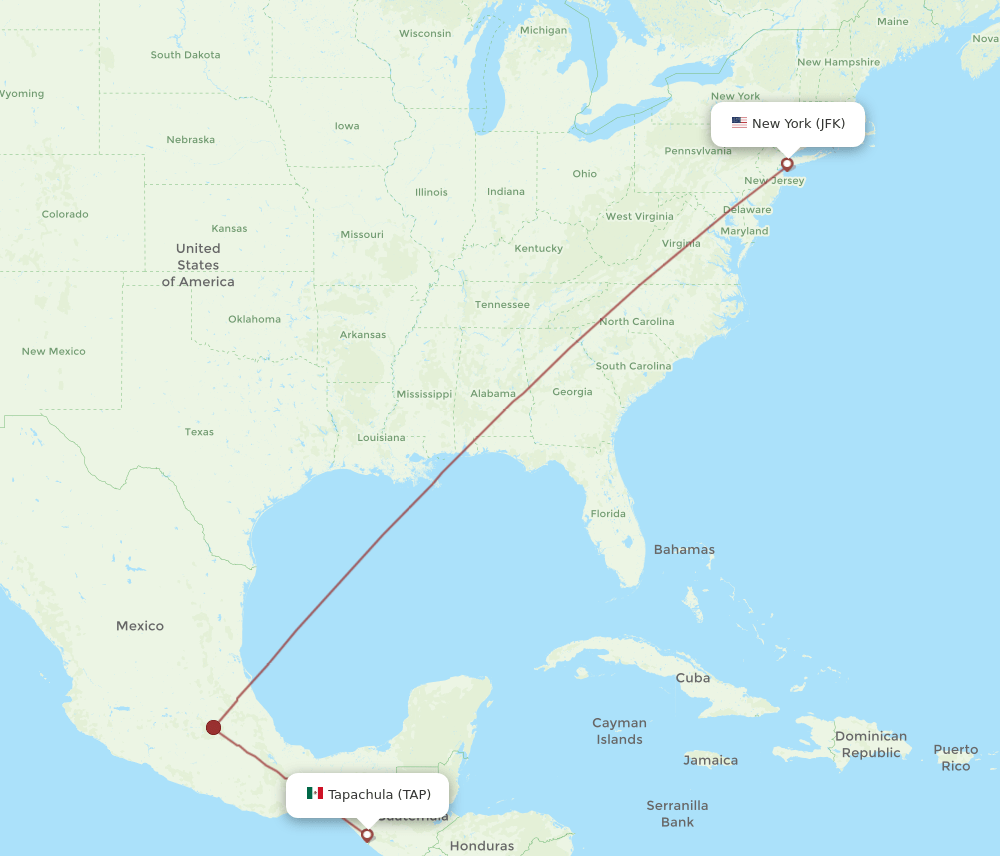 JFK to TAP flights and routes map