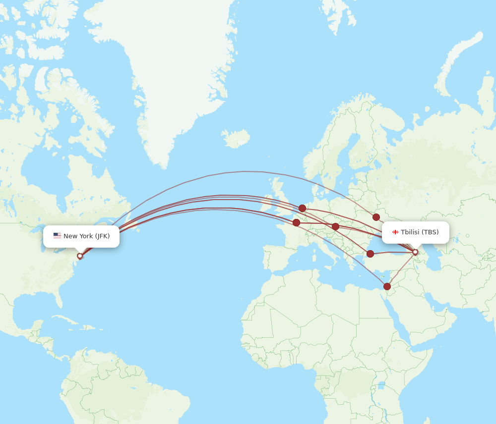 JFK-TBS flight routes