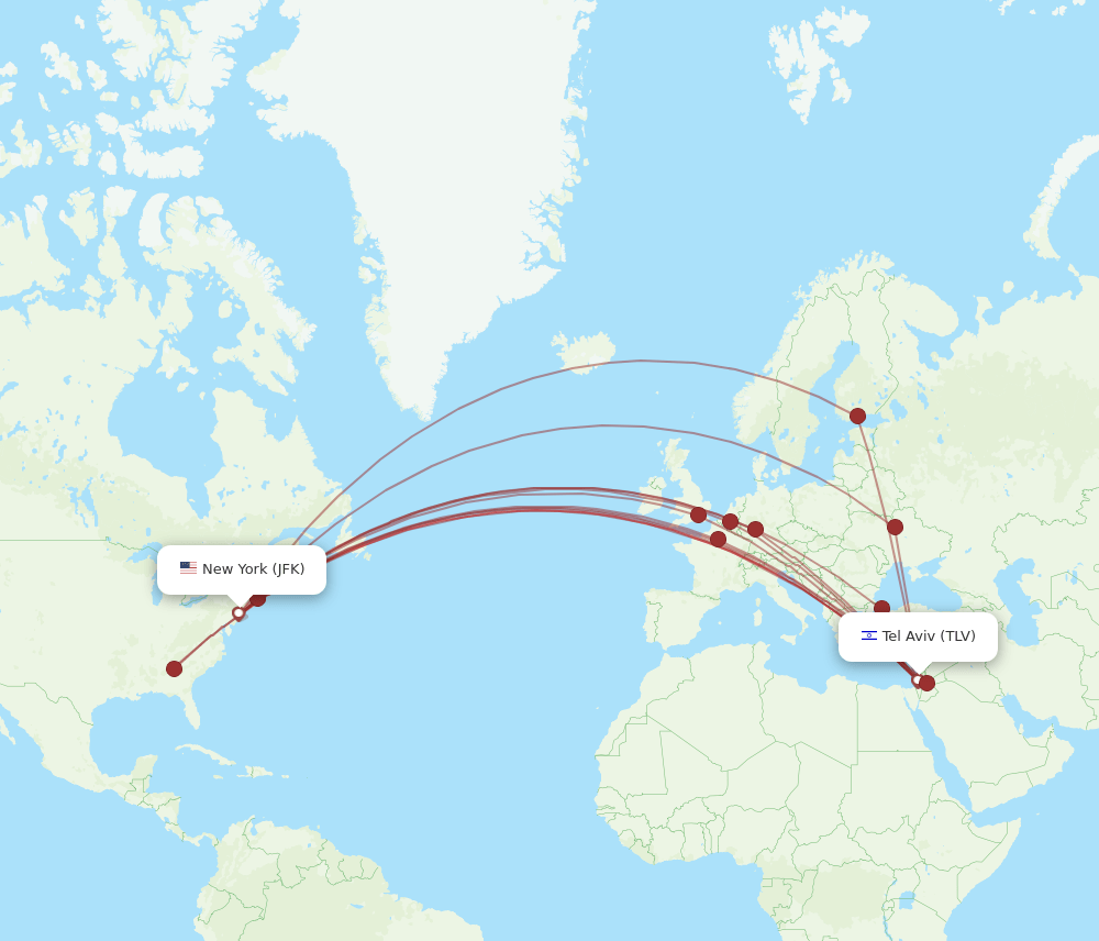 JFK-TLV flight routes