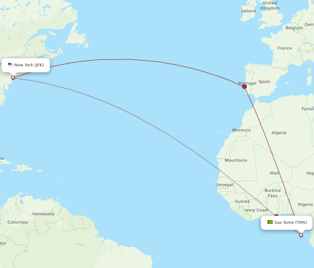 JFK-TMS flight routes