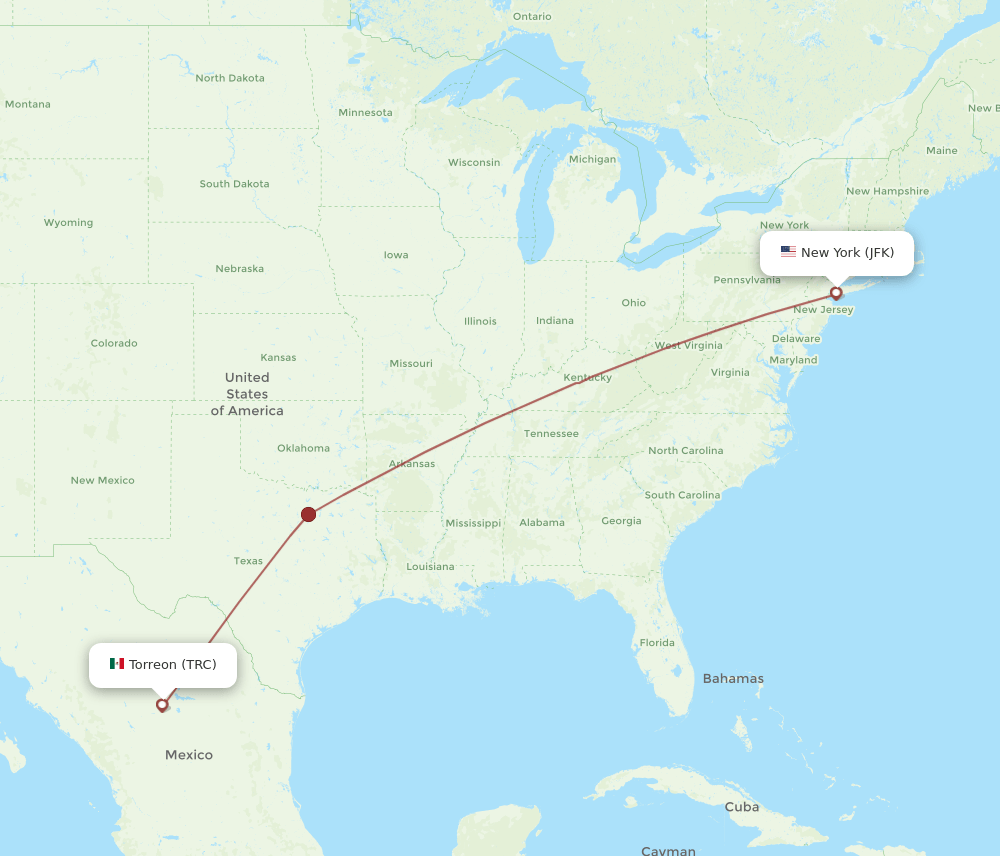 JFK-TRC flight routes