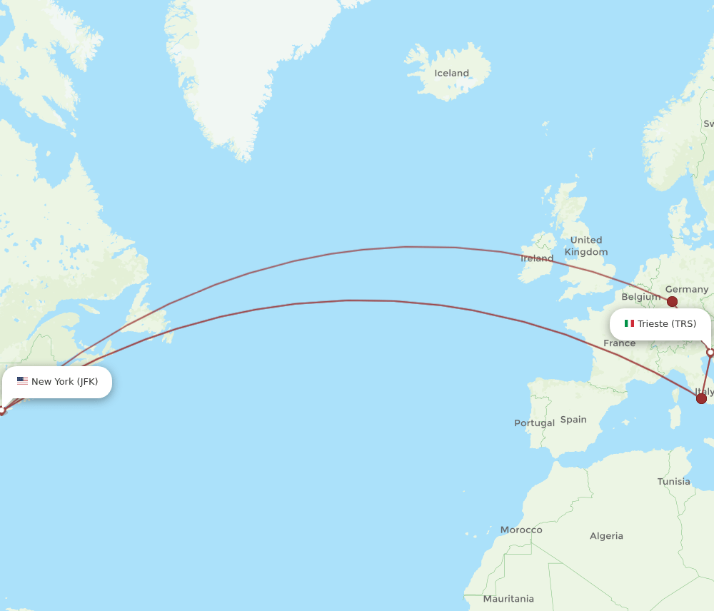 JFK-TRS flight routes