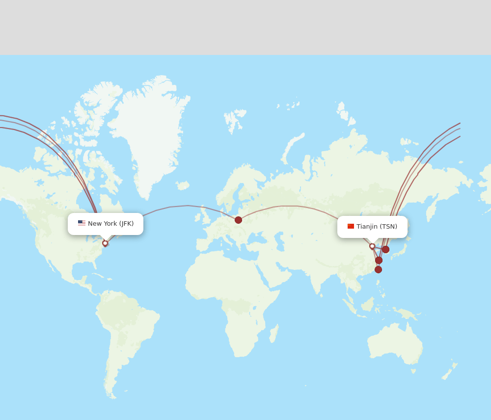 JFK-TSN flight routes