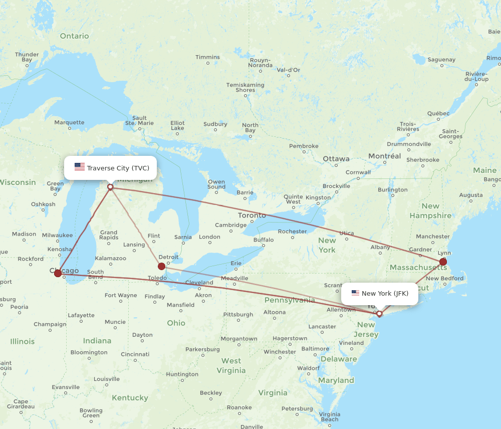 JFK-TVC flight routes