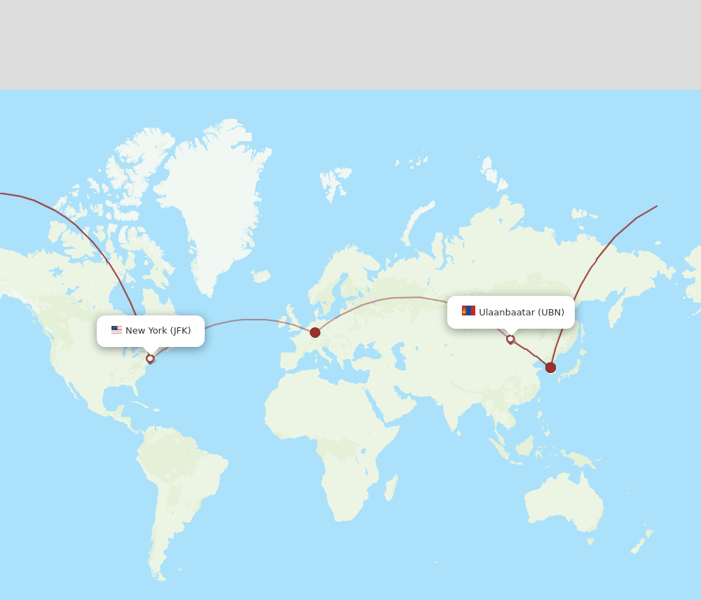 JFK to UBN flights and routes map