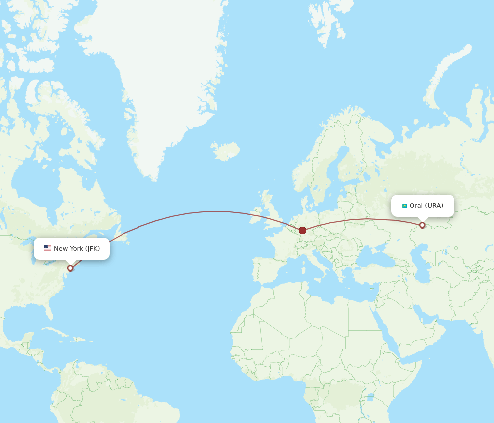JFK-URA flight routes