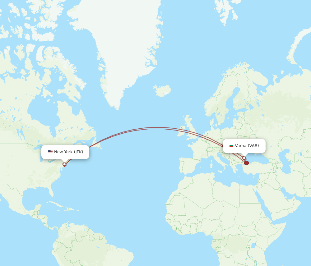 JFK-VAR flight routes