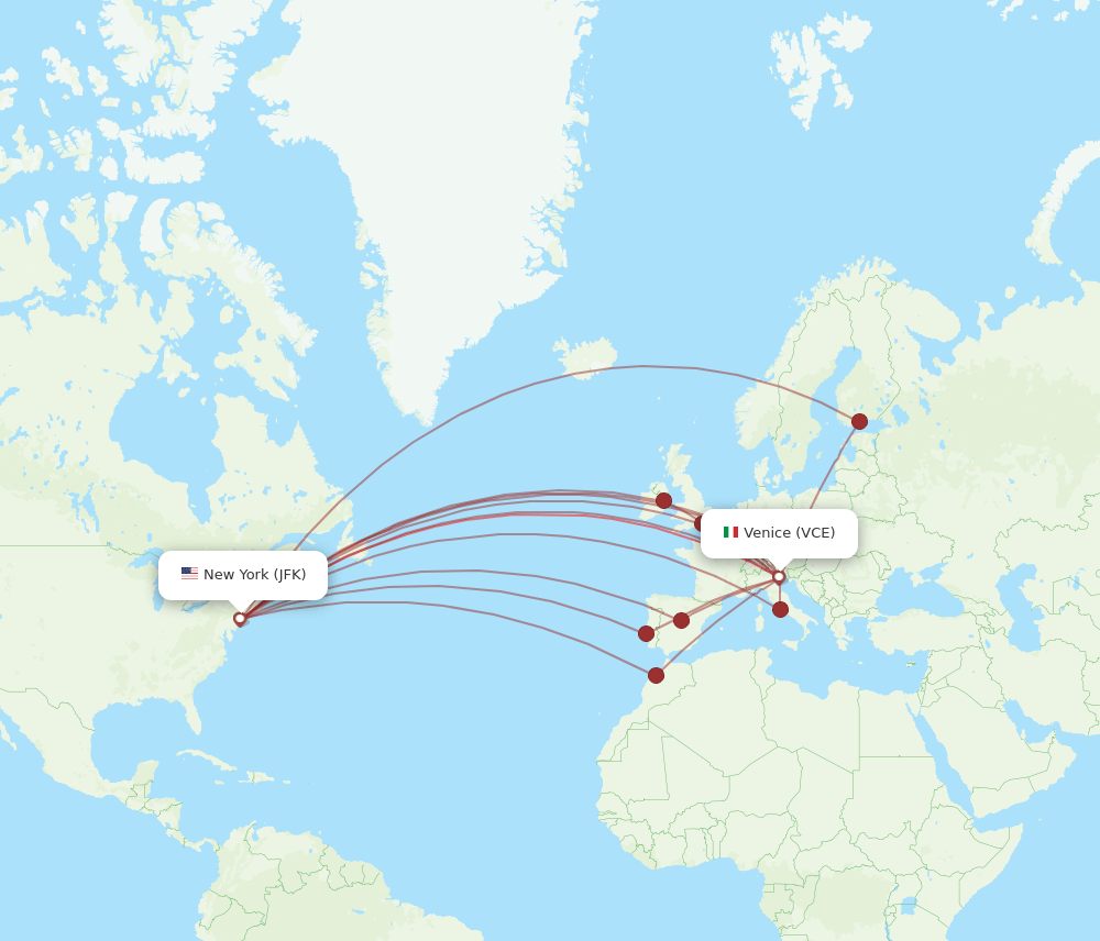 JFK-VCE flight routes