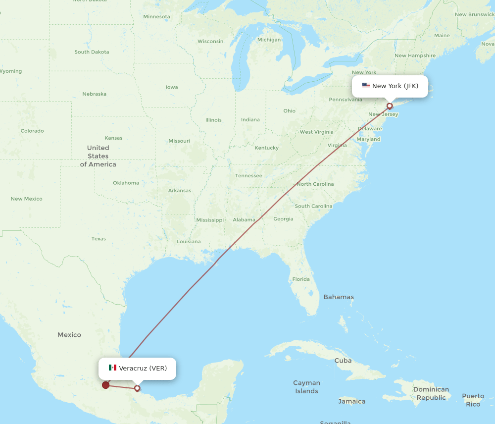 JFK-VER flight routes