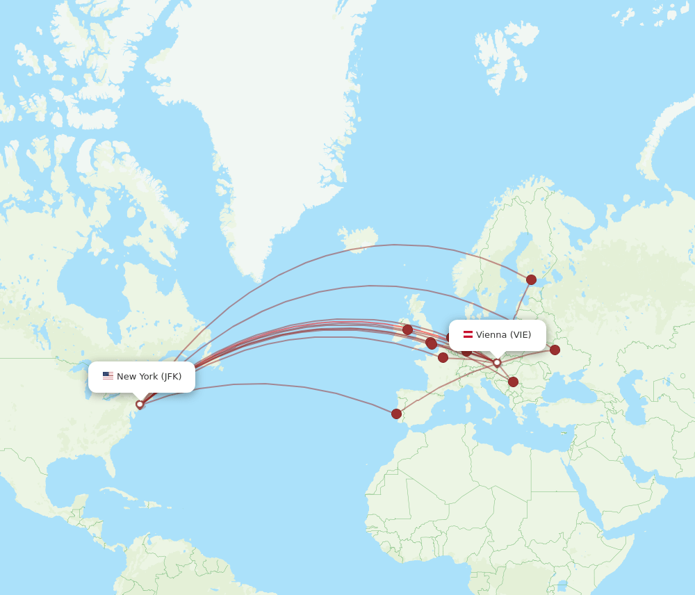 JFK-VIE flight routes