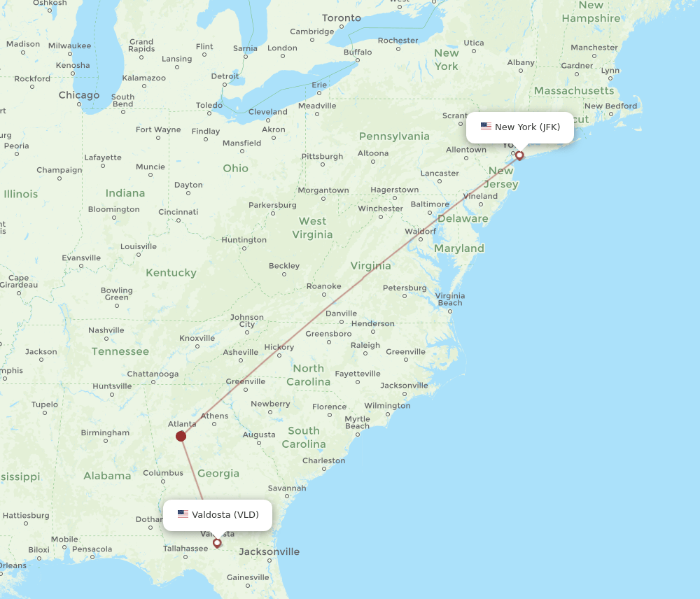JFK-VLD flight routes