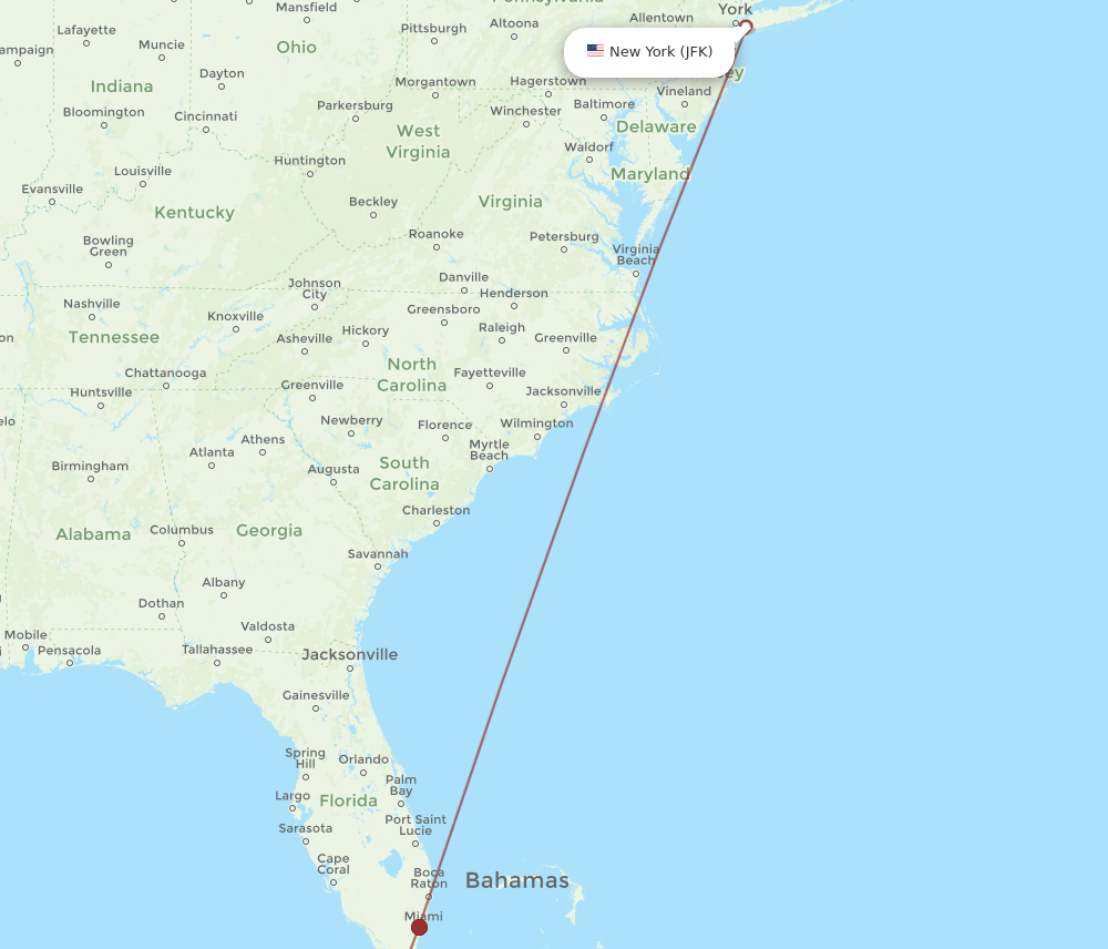 JFK-VRA flight routes
