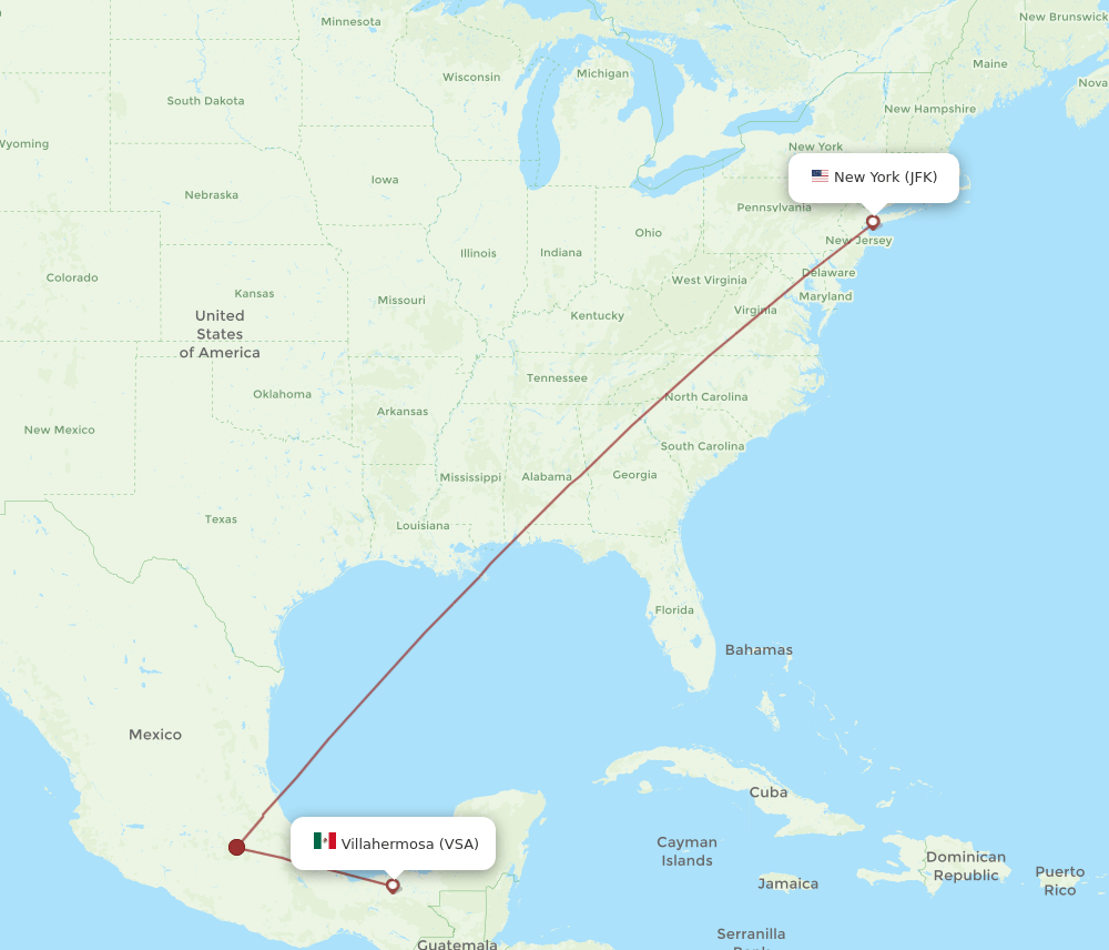 JFK-VSA flight routes