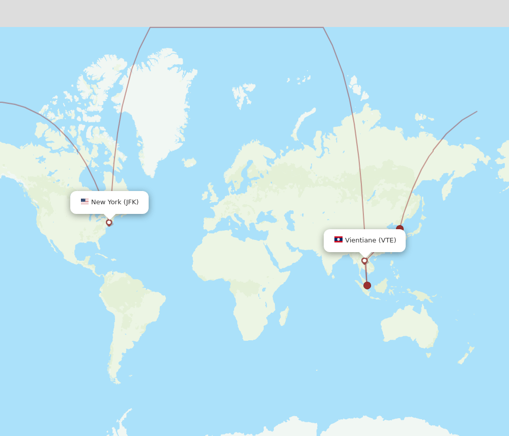 JFK-VTE flight routes
