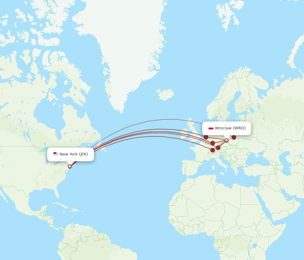 JFK-WRO flight routes