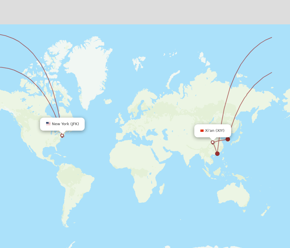 JFK-XIY flight routes