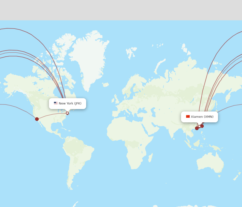 JFK-XMN flight routes