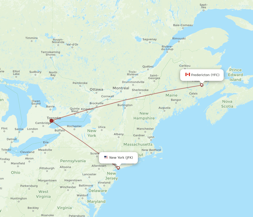 JFK-YFC flight routes