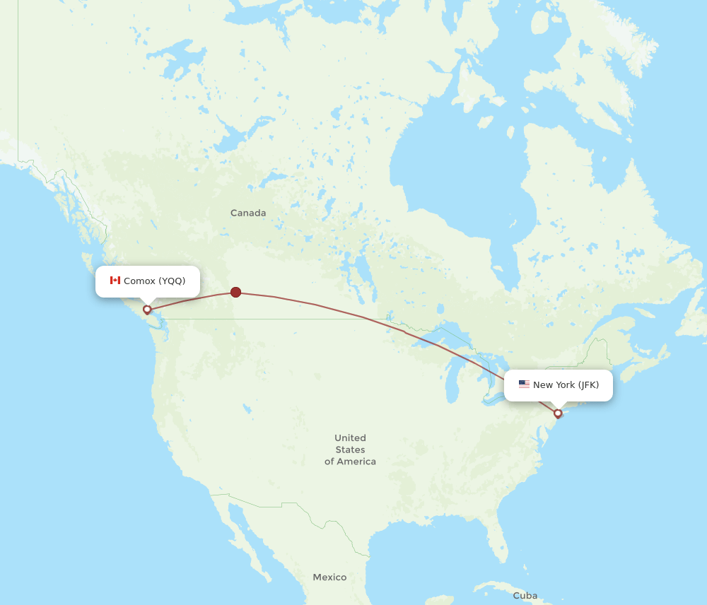 JFK-YQQ flight routes
