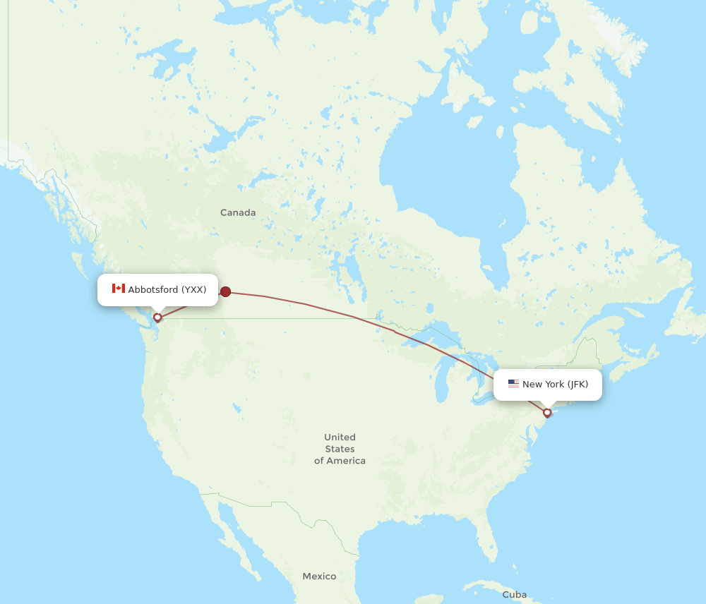 JFK-YXX flight routes