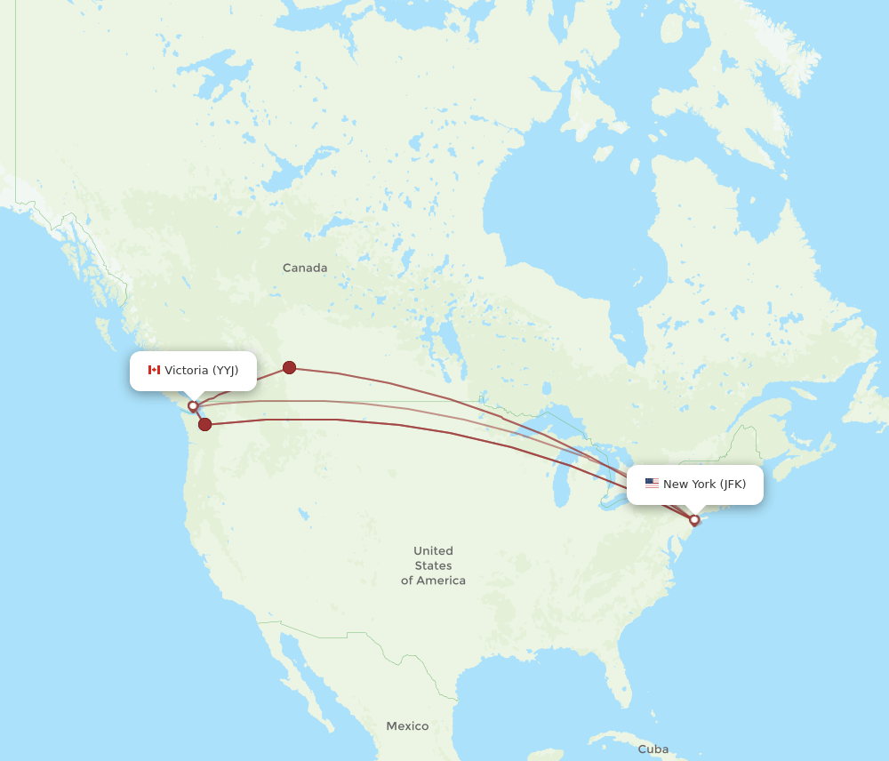 JFK-YYJ flight routes