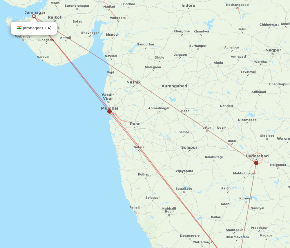 JGA-BLR flight routes