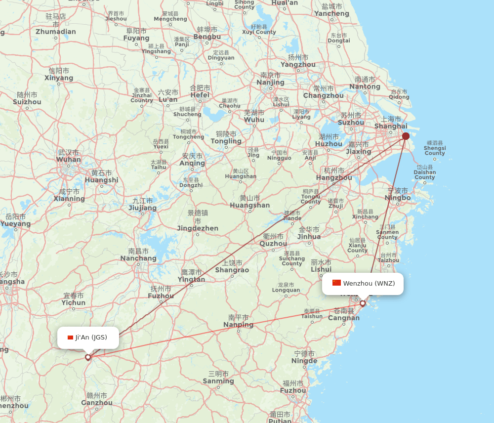JGS-WNZ flight routes