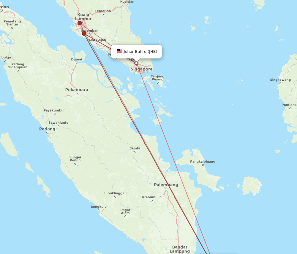 JHB to CGK flights and routes map