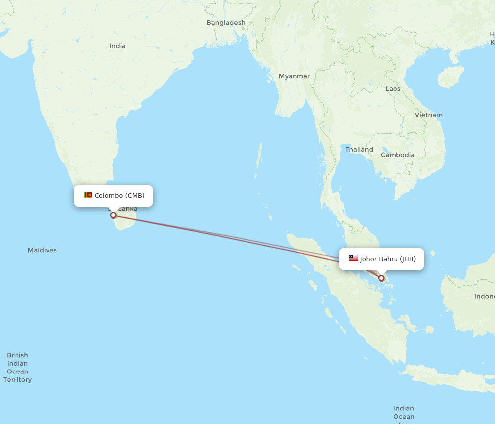 JHB-CMB flight routes