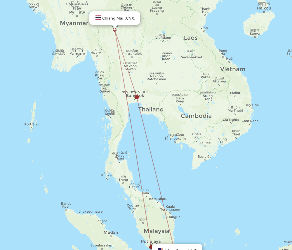 JHB-CNX flight routes