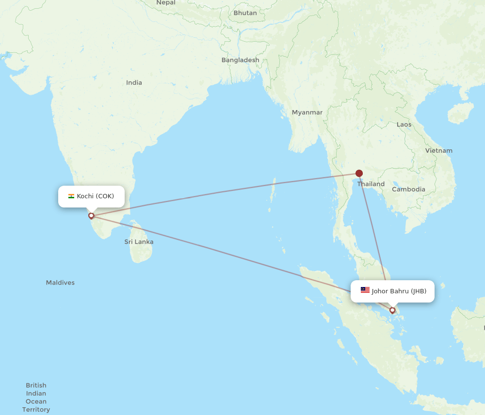 JHB-COK flight routes