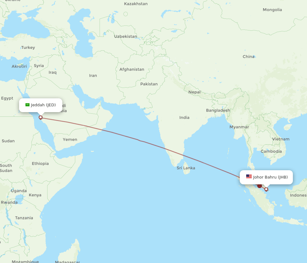JHB-JED flight routes