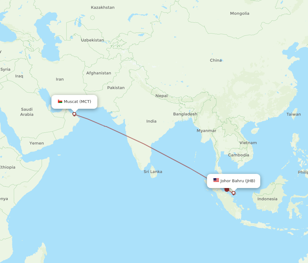 JHB-MCT flight routes
