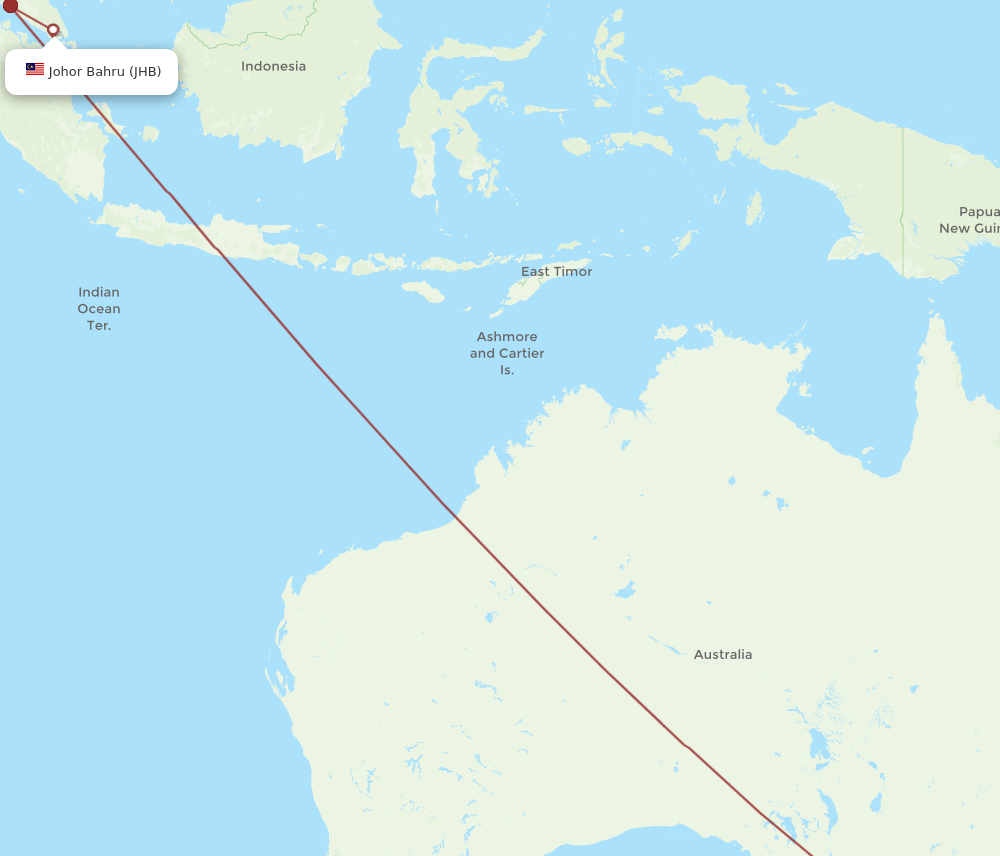 JHB to MEL flights and routes map