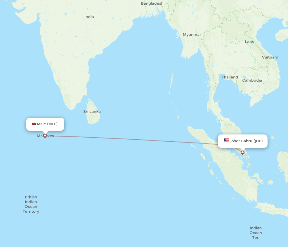 JHB-MLE flight routes