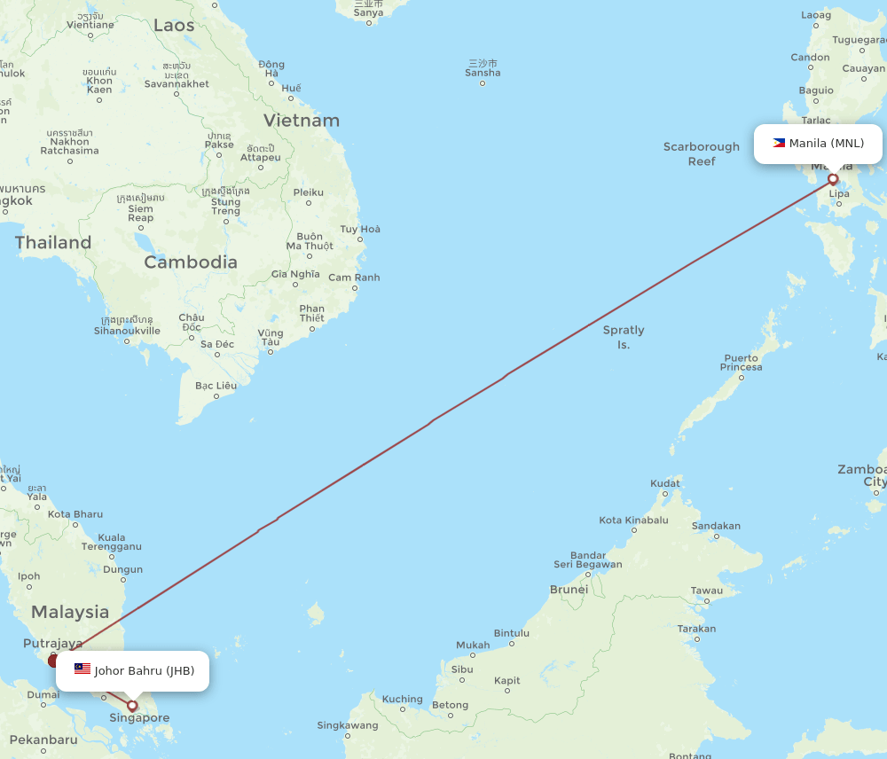 JHB-MNL flight routes