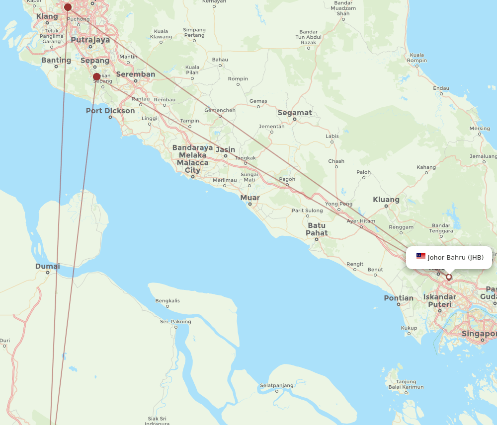 JHB to PKU flights and routes map