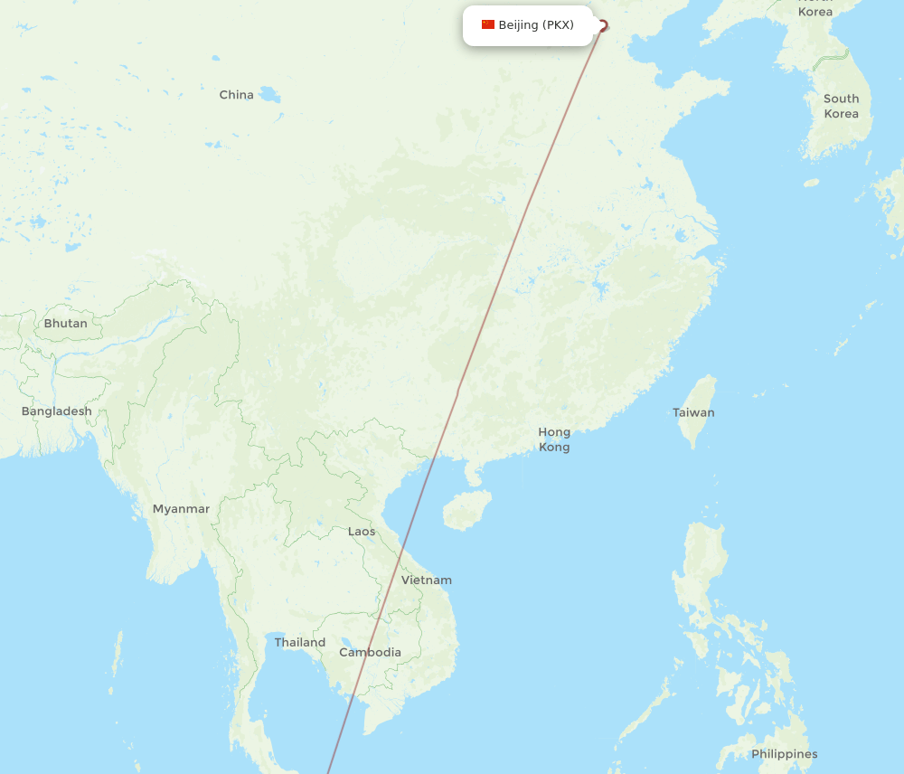 JHB-PKX flight routes