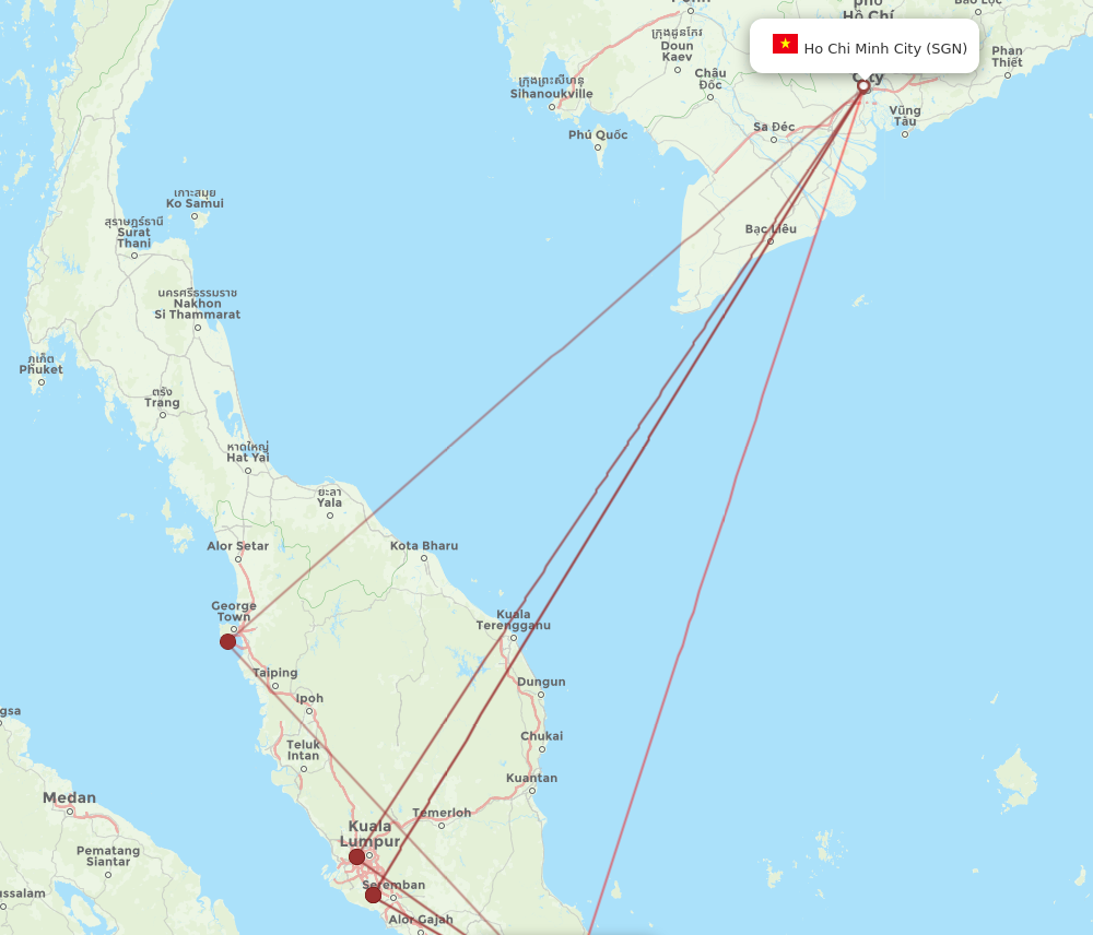 JHB to SGN flights and routes map