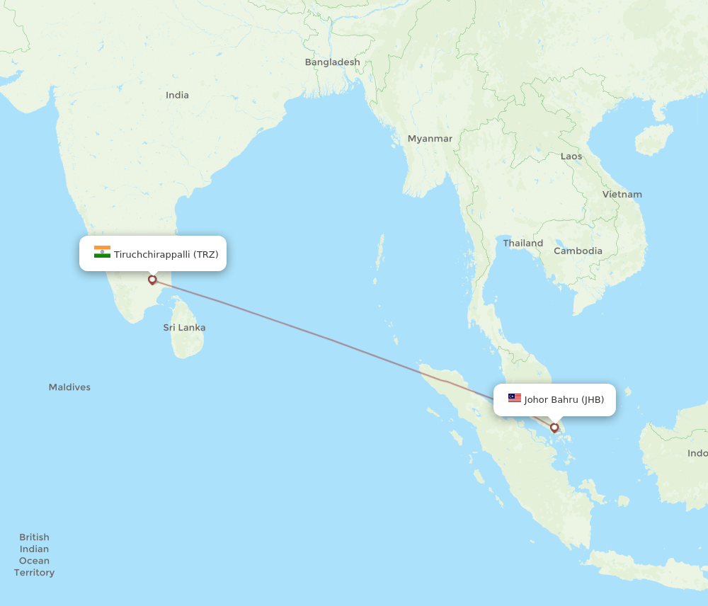 JHB-TRZ flight routes