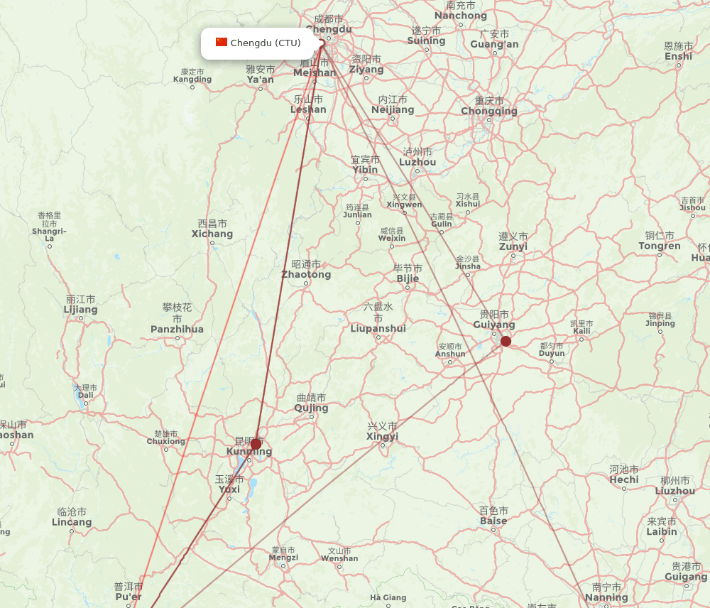 JHG-CTU flight routes
