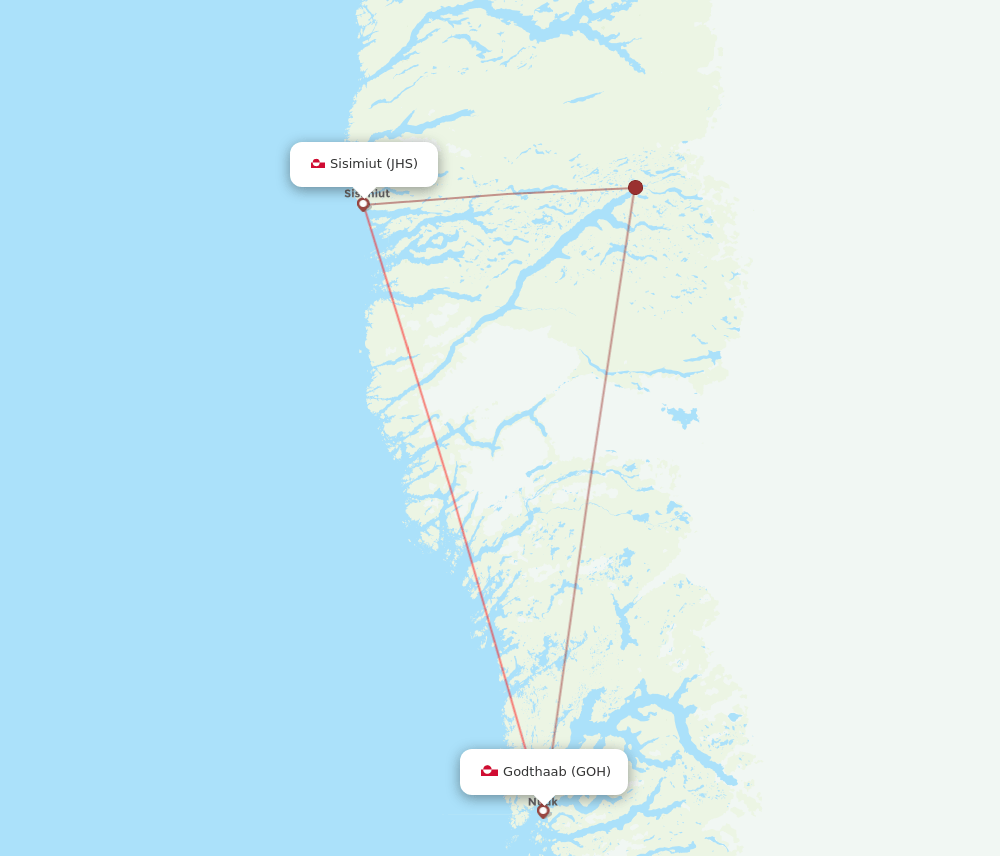 JHS to GOH flights and routes map