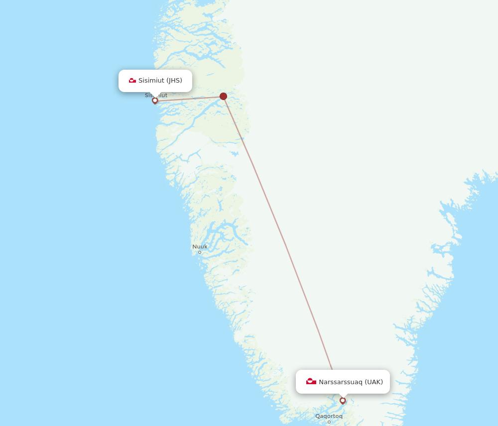 JHS-UAK flight routes