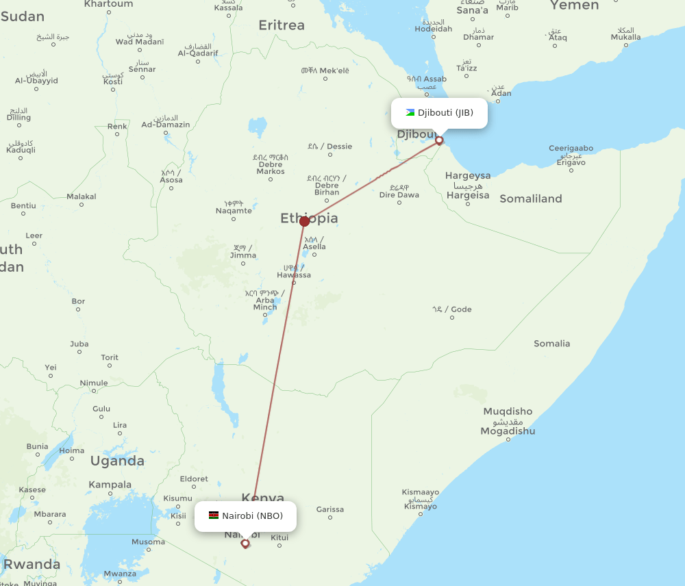 JIB-NBO flight routes